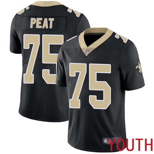New Orleans Saints Limited Black Youth Andrus Peat Home Jersey NFL Football #75 Vapor Untouchable Jersey->youth nfl jersey->Youth Jersey